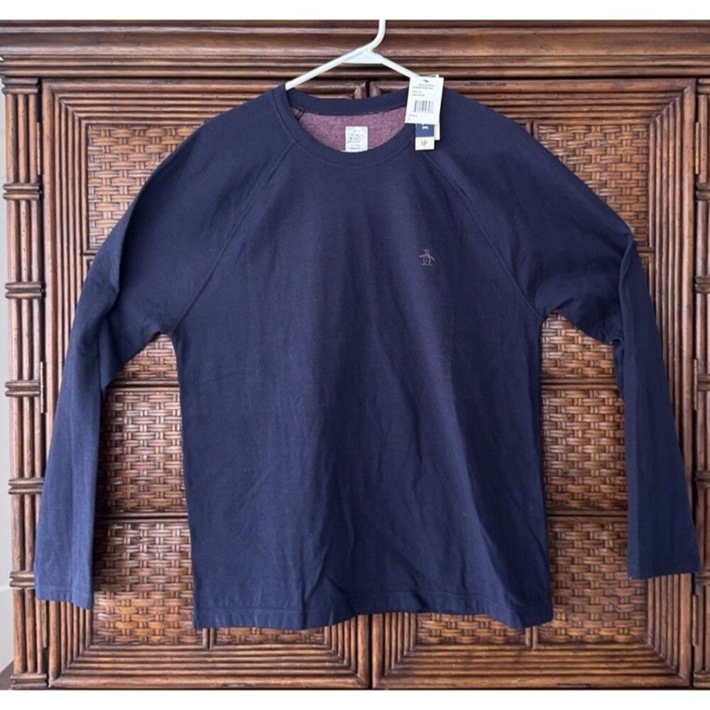 Original Penguin Men’s Long Sleeve Shirt Large L Dark Sapphire Navy NWT